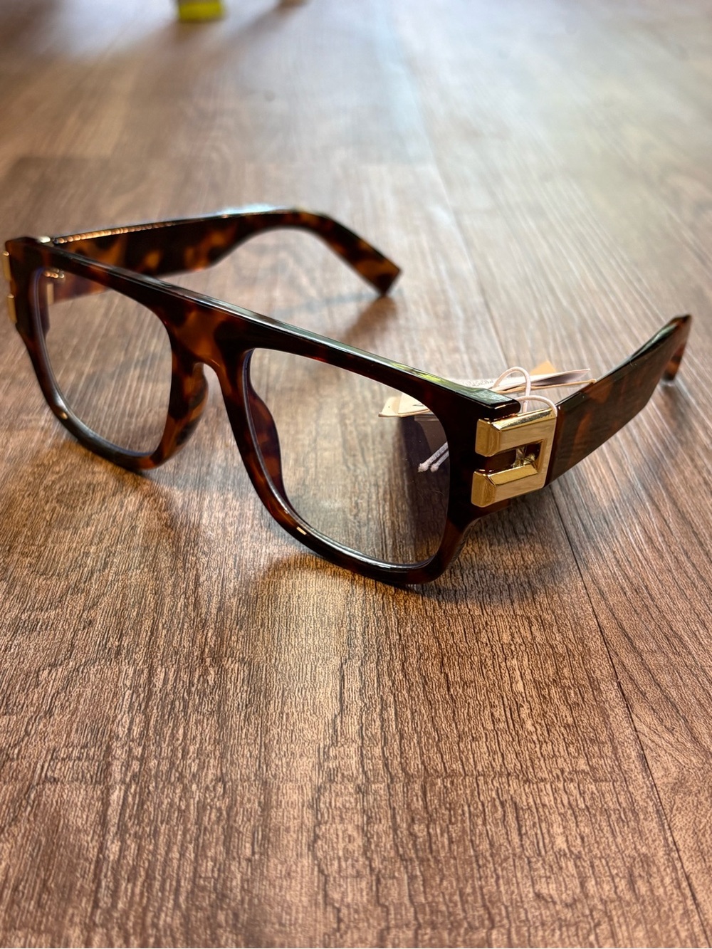H&M Tortoiseshell Square Glasses with Gold Accent